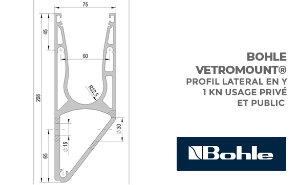 Profilé en Y VetroMount® Bohle dimensions