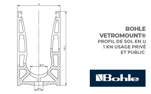 Profilé en U VetroMount® Bohle dimensions