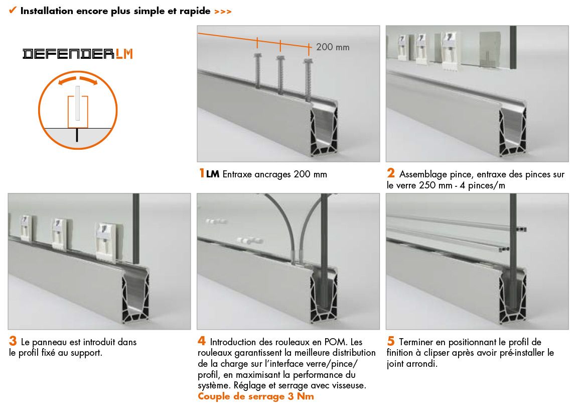 montage du profil de sol Defender DF88LM