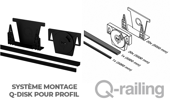 Q-disc de Q-railing système de montage des verres facile 