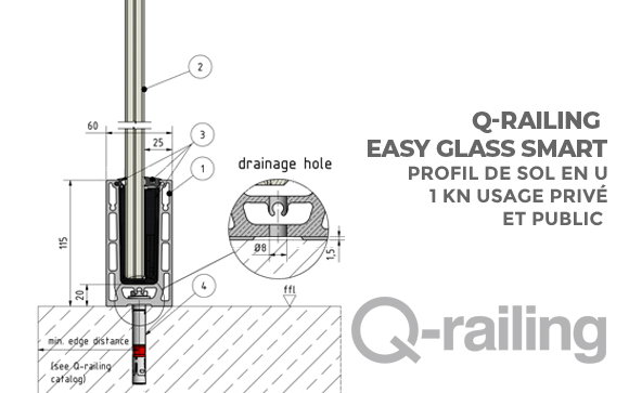 dimensions profil de sol en U Q-railing 