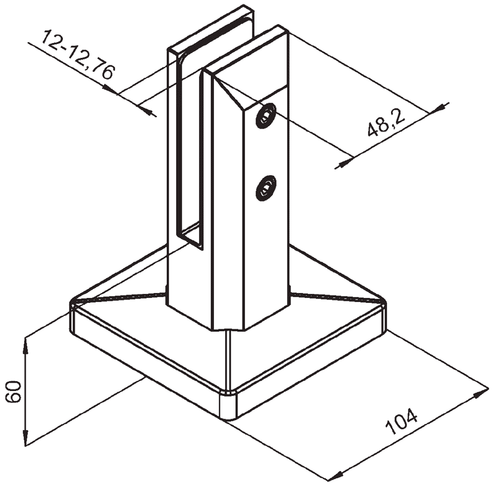 dimension pince à verre de sol pour barrière en verre pour piscine 