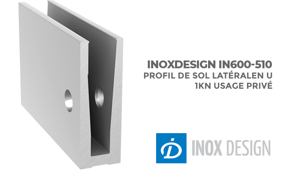 profil de sol latéral en u garde-corps verre inoxdesign IN600-510