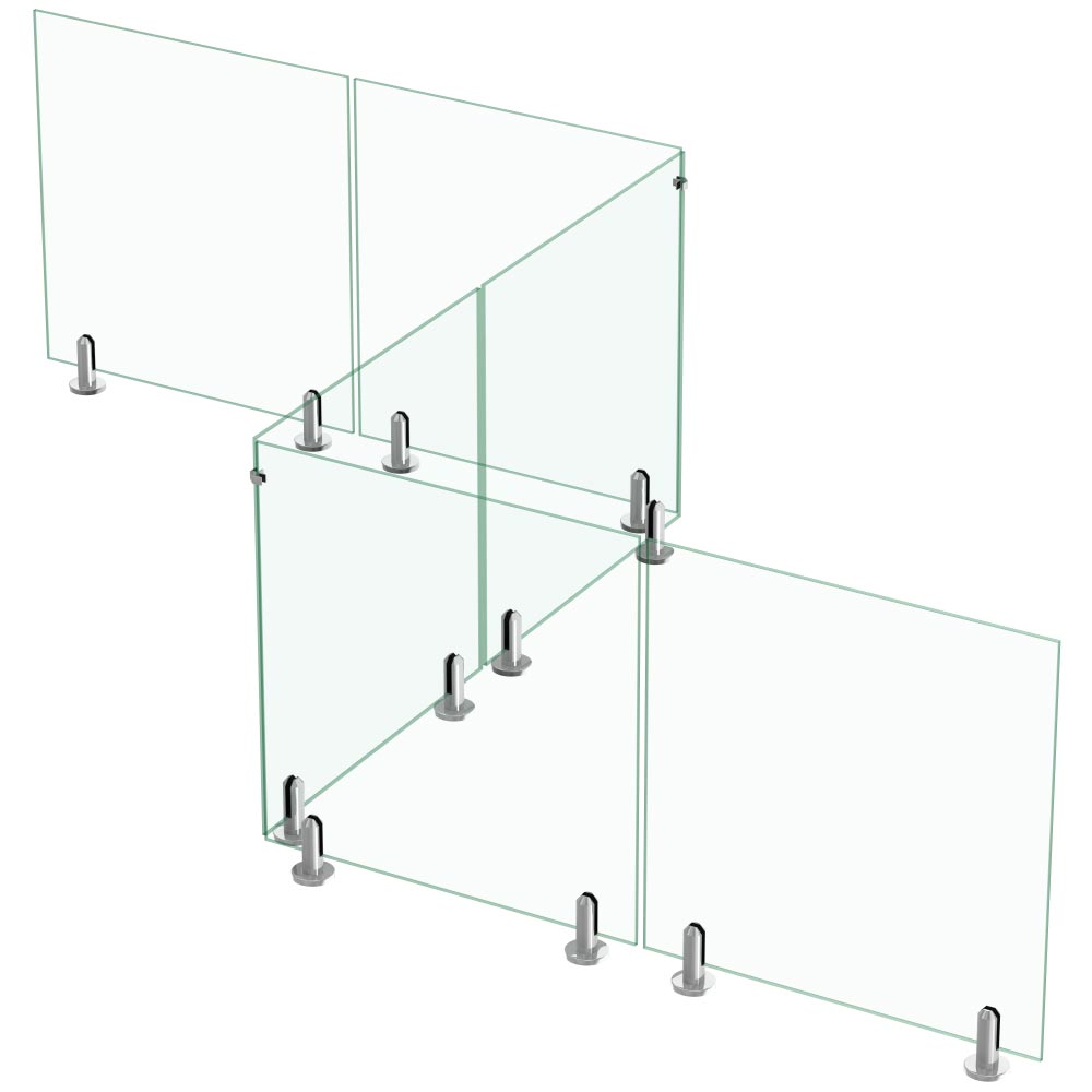 garde-corps transparent à pince verre de sol