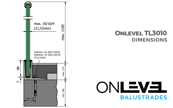 ONLEVEL TL3010 PROFIL DE SOL GARDE-CORPS EN F