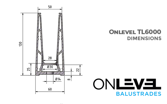 OnLevel TL6000 profilé de sol alu pour garde-corps en verre