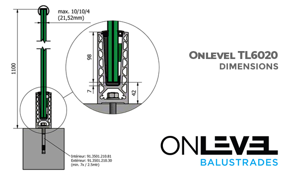 Profil de Sol Onlevel TL6020 dimensions